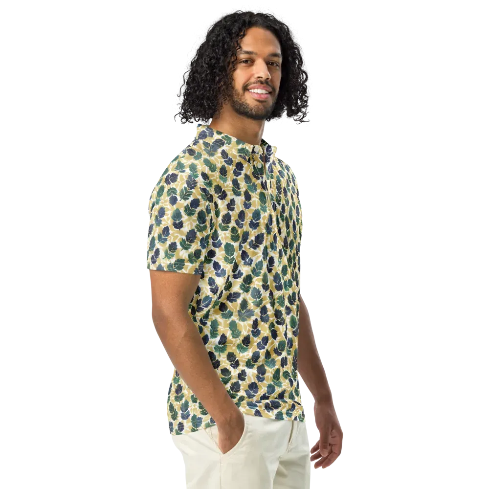 Golden Leaf Drift on Men's Slim Fit Polo Shirt — Right Front