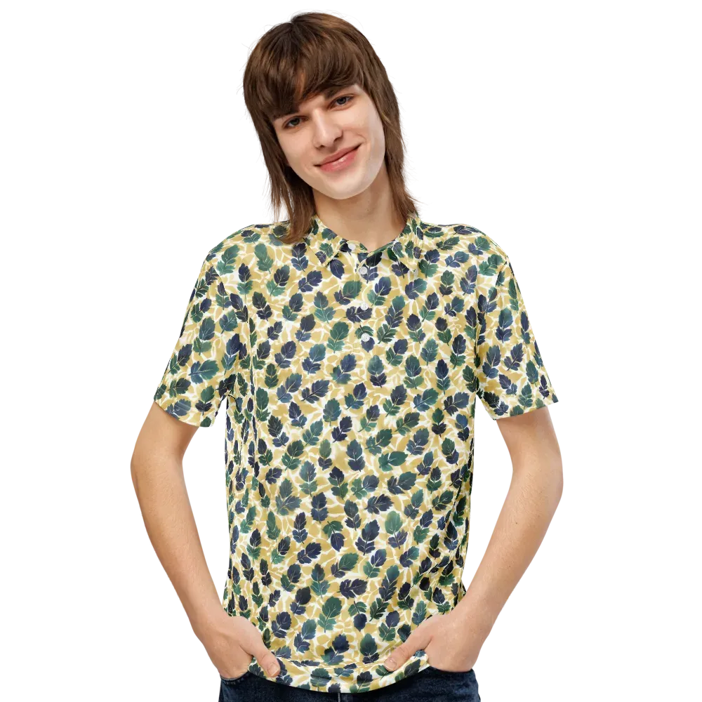 Golden Leaf Drift on Men's Slim Fit Polo Shirt — Front