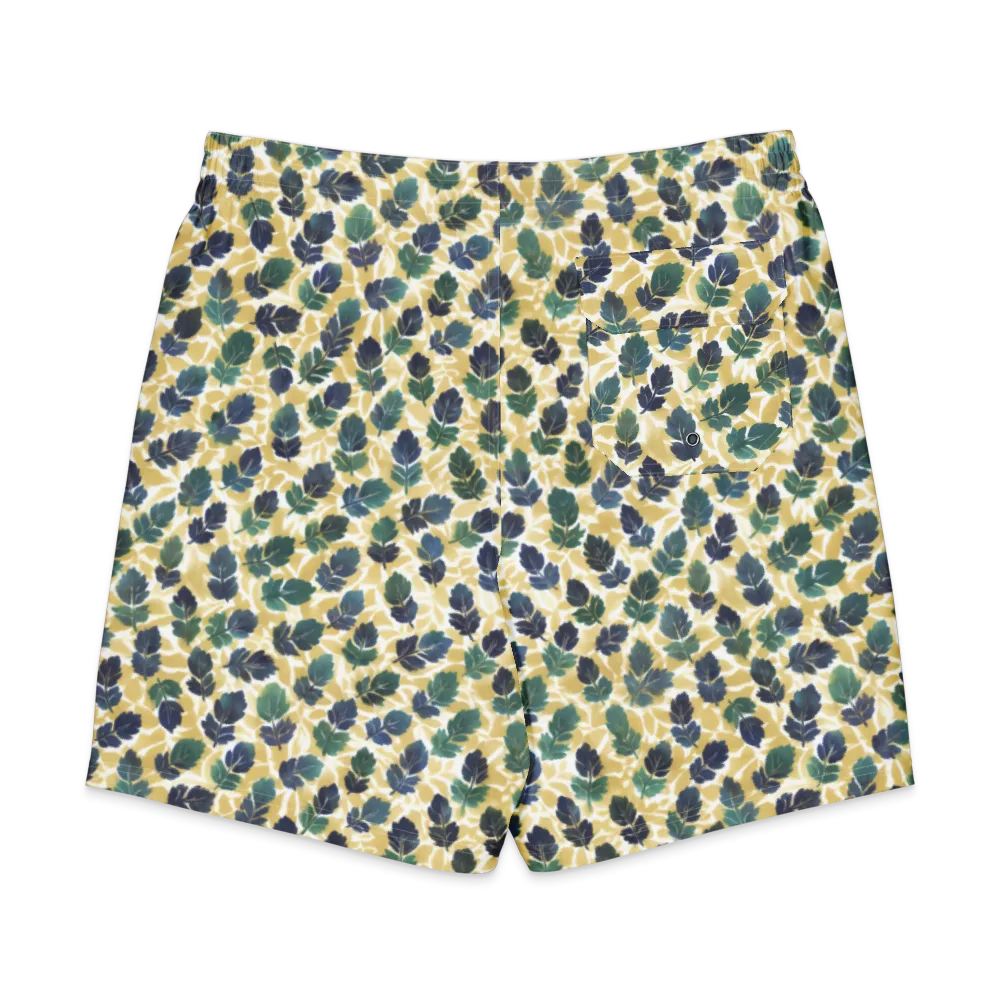 Golden Leaf Drift on Men's Board Shorts — Back