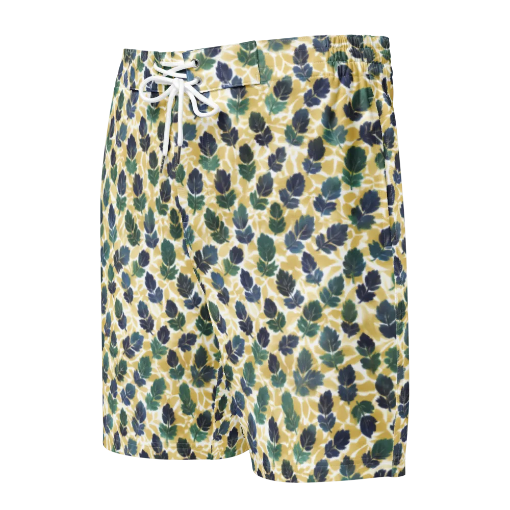 Golden Leaf Drift on Men's Board Shorts — Front