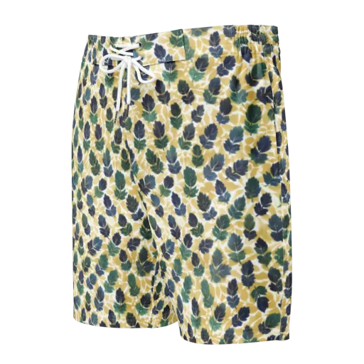 Golden Leaf Drift on a Men's Board Shorts