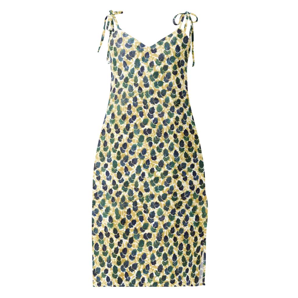 Golden Leaf Drift on Slip Dress — Front