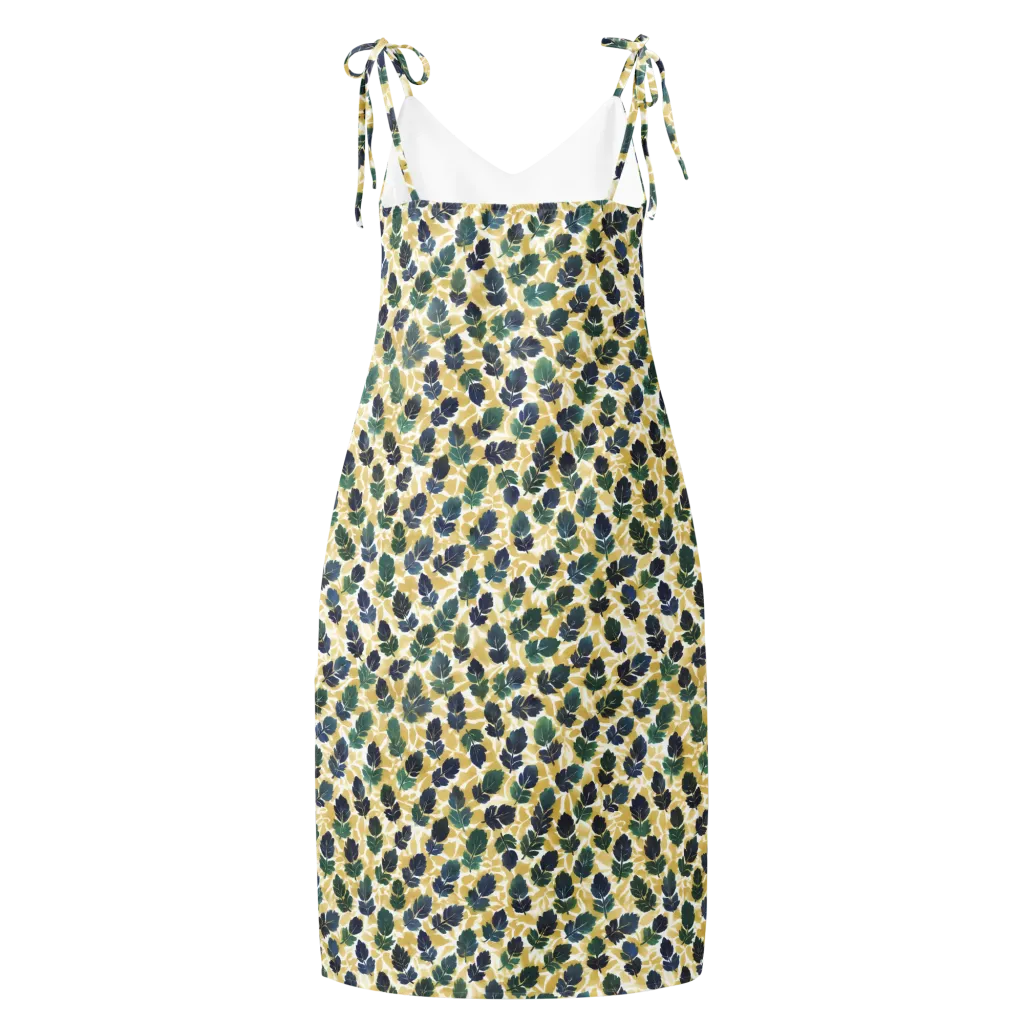 Golden Leaf Drift on Slip Dress — Back