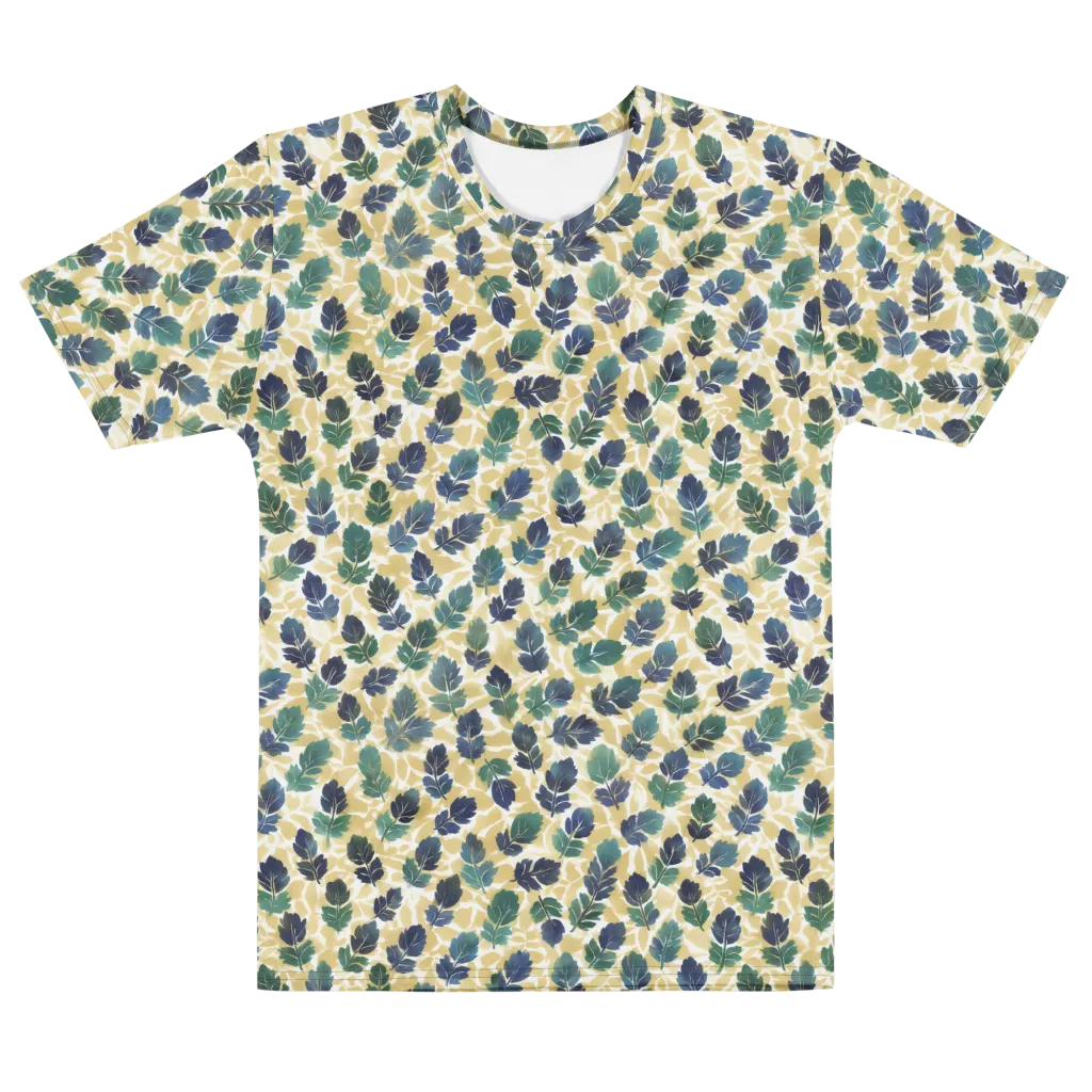 Golden Leaf Drift on Men's Cotton Crew Neck T-Shirt — Front