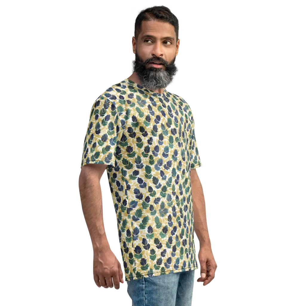 Golden Leaf Drift on Men's Crew Neck T-Shirt — Right
