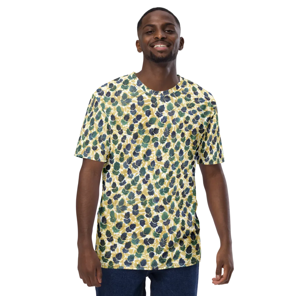 Golden Leaf Drift on Men's Crew Neck T-Shirt — Front