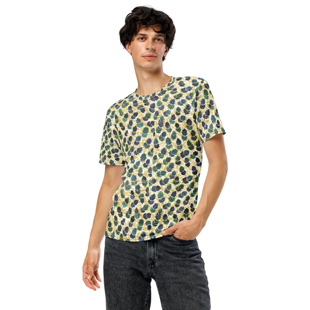 Golden Leaf Drift on Men's Crew Neck T-Shirt — Front
