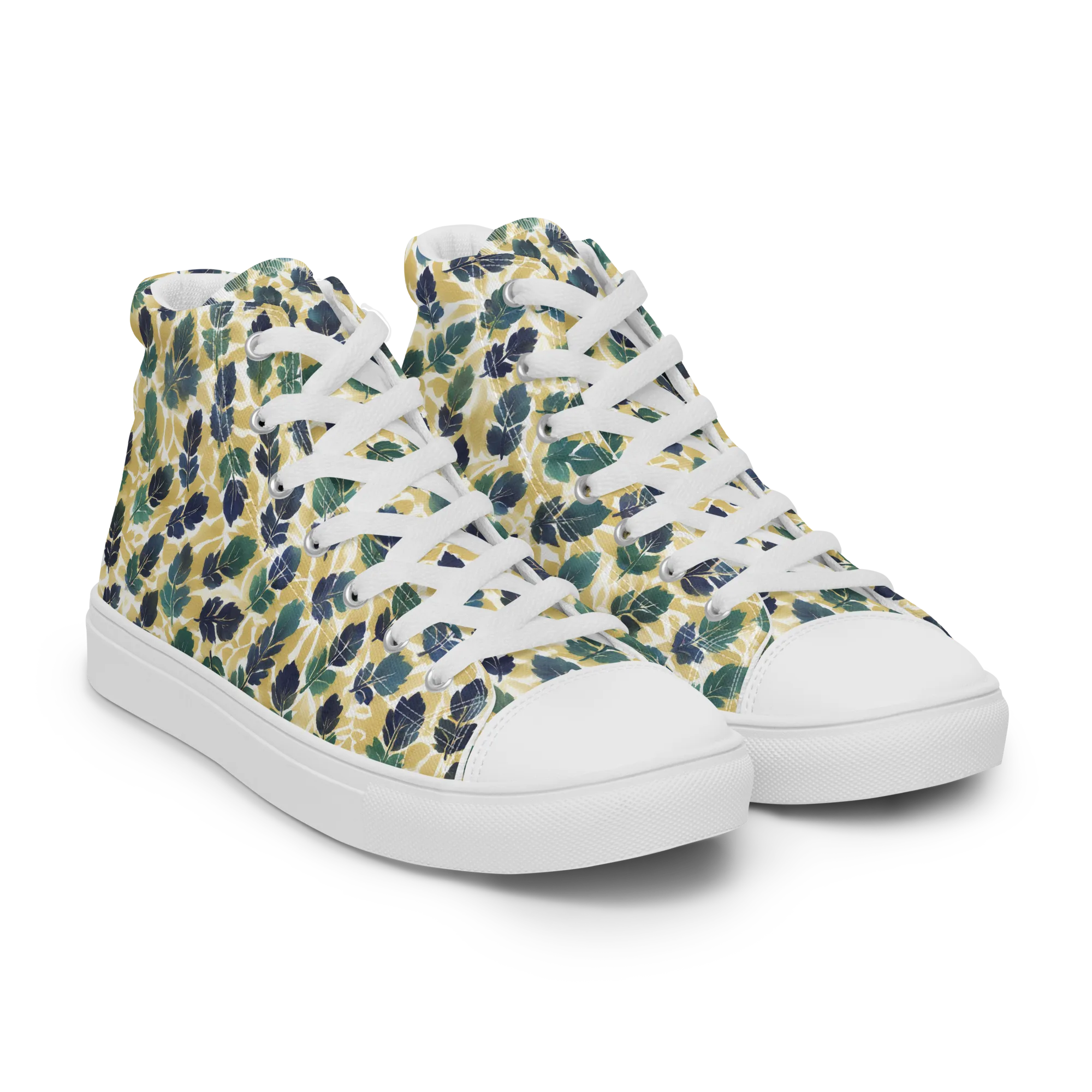 Golden Leaf Drift on Men's High Top Canvas Shoes — Right Front