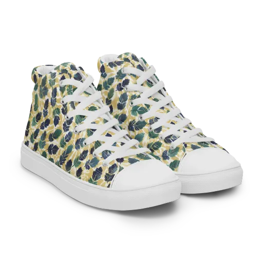 Golden Leaf Drift on a Men's High Top Canvas Shoes