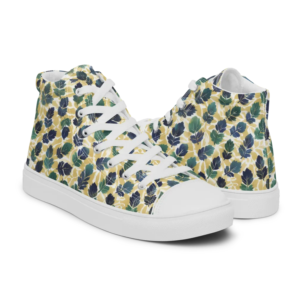 Golden Leaf Drift on Men's High Top Canvas Shoes — Right