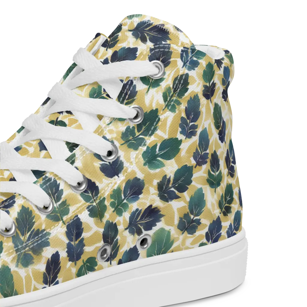 Golden Leaf Drift on Men's High Top Canvas Shoes — Product details 2