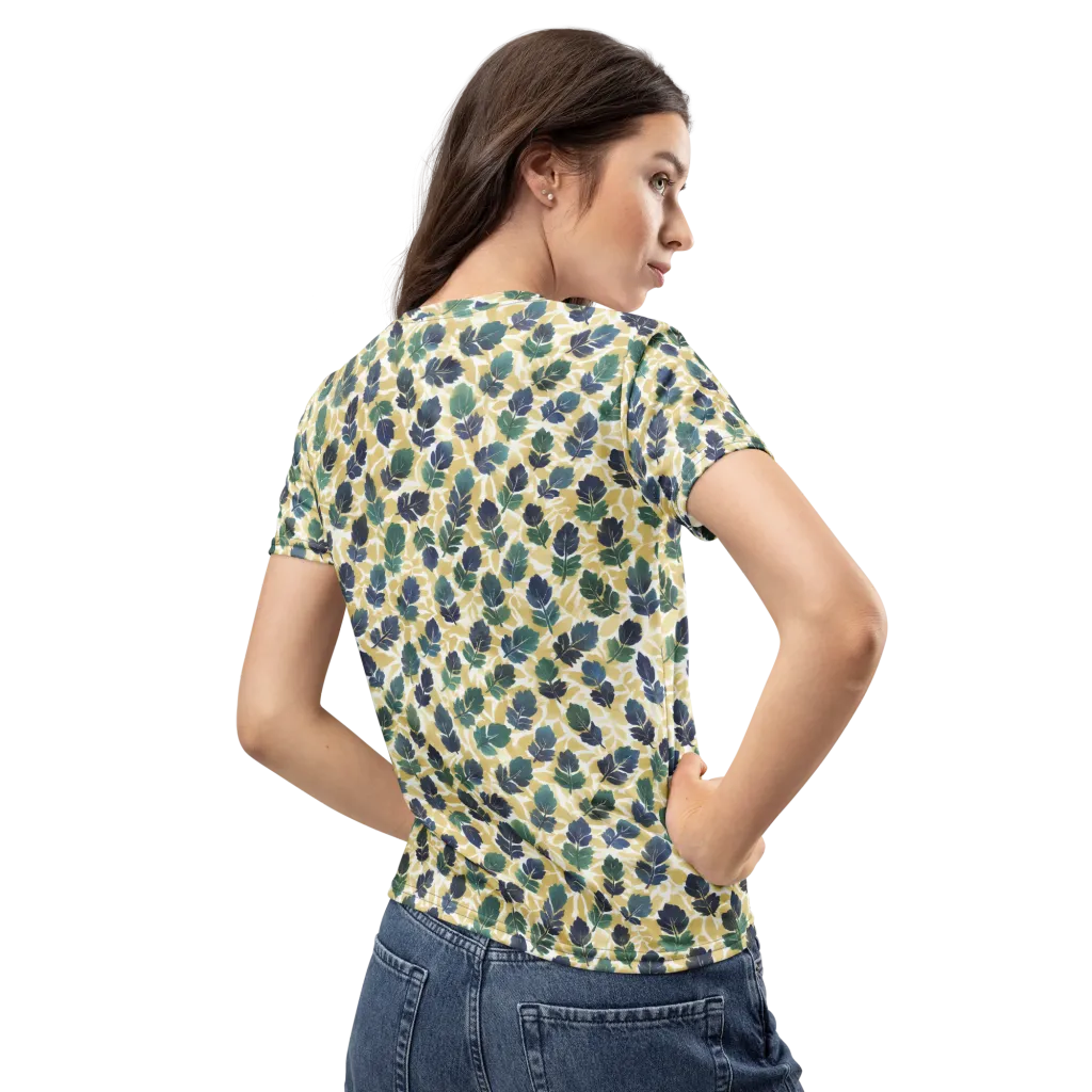 Golden Leaf Drift on Women's Crew Neck T-Shirt — Back
