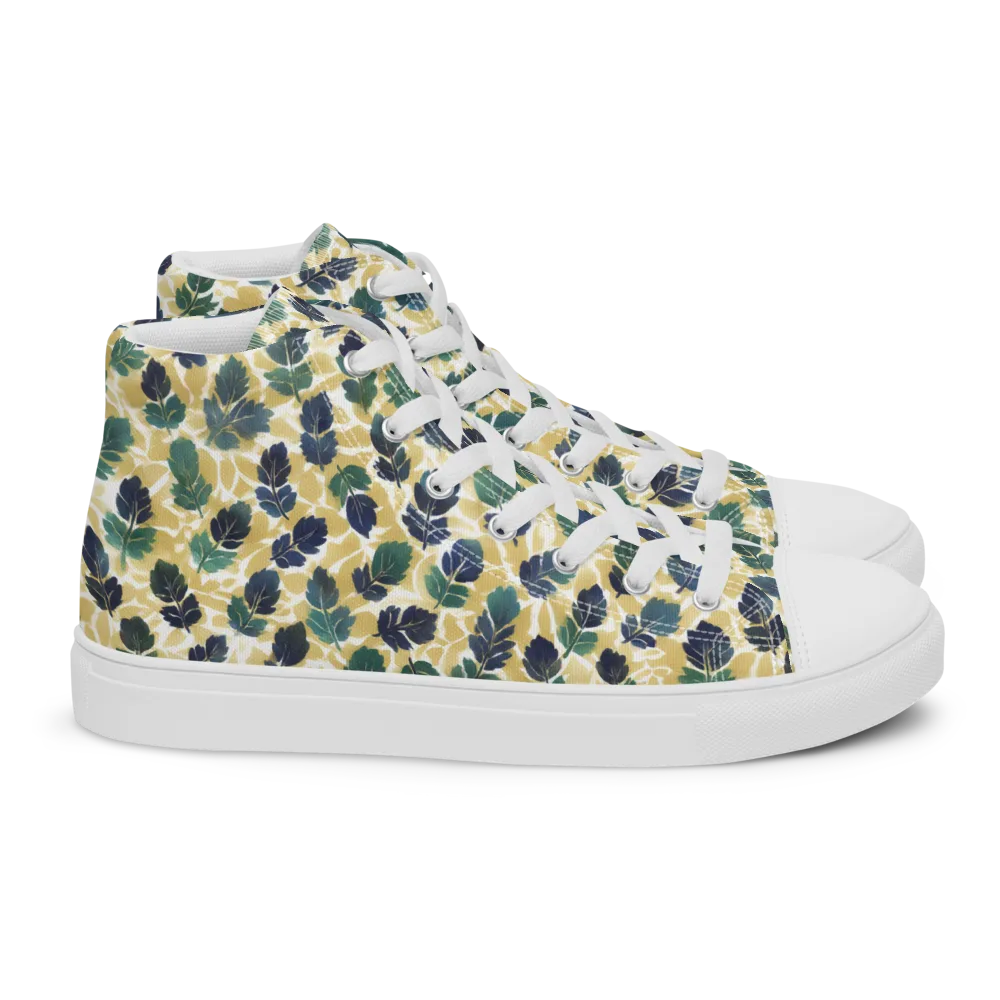 Golden Leaf Drift on Women's High Top Canvas Shoes — Right