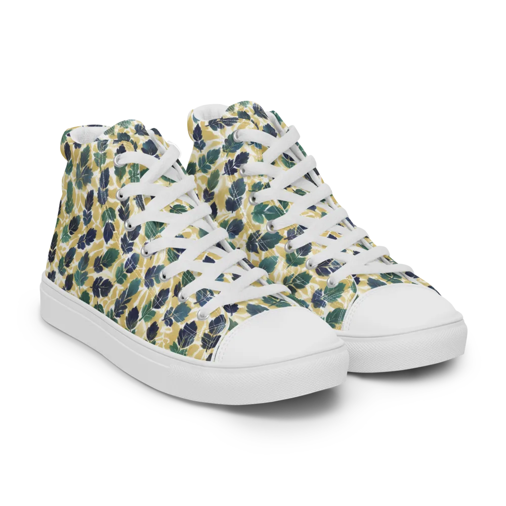 Golden Leaf Drift on Women's High Top Canvas Shoes — Right Front