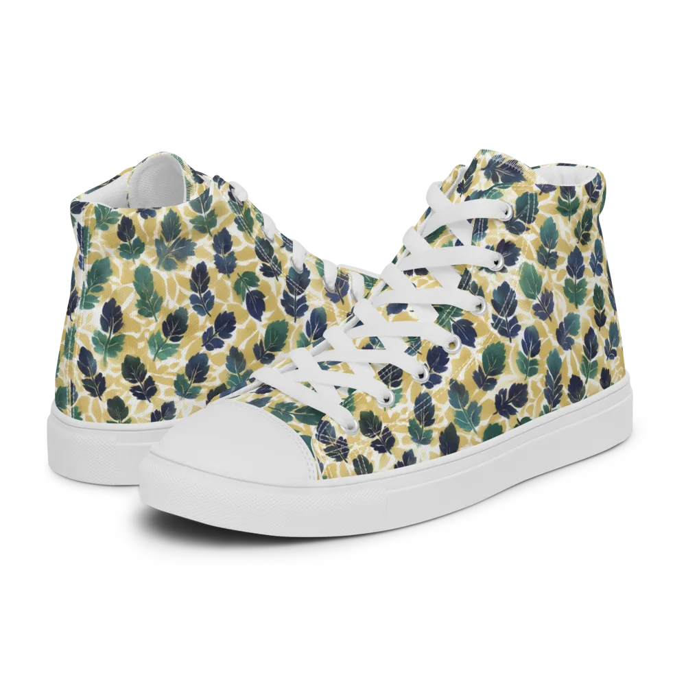 Golden Leaf Drift on Women's High Top Canvas Shoes — Left