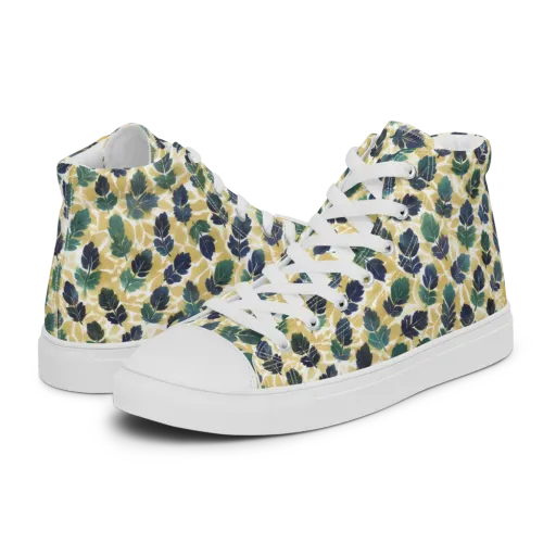 Golden Leaf Drift on a Women's High Top Canvas Shoes