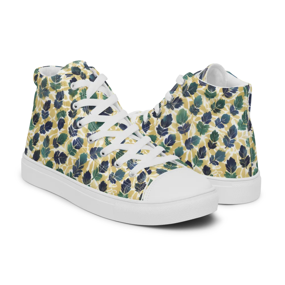 Golden Leaf Drift on Women's High Top Canvas Shoes — Right