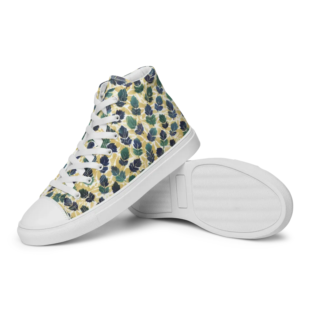 Golden Leaf Drift on Women's High Top Canvas Shoes — Left