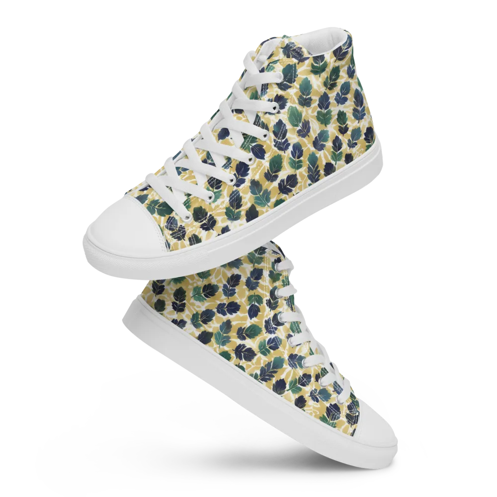 Golden Leaf Drift on Women's High Top Canvas Shoes — Front