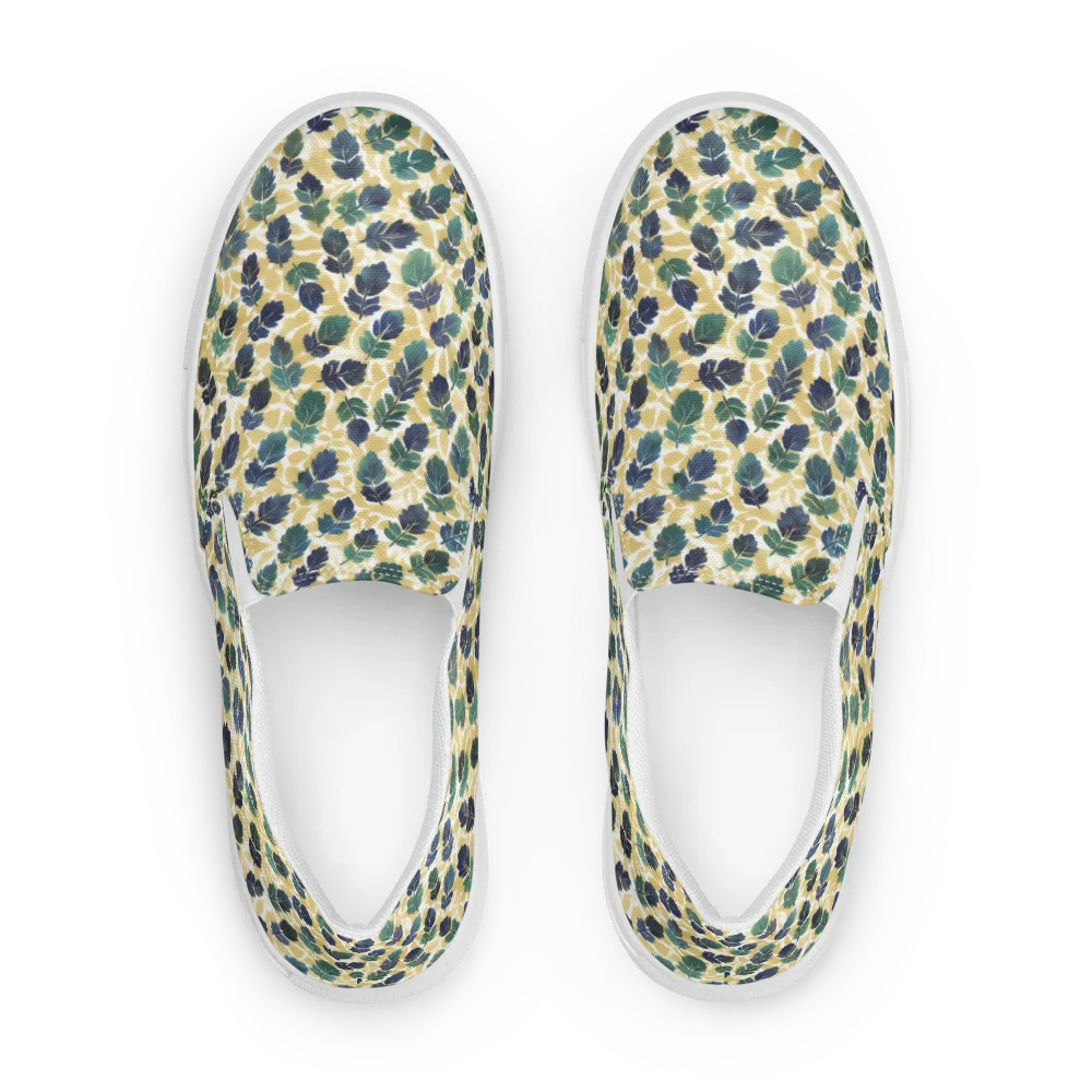 Golden Leaf Drift on Men's Slip-On Canvas Shoes — Front