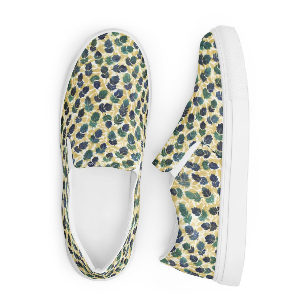 Golden Leaf Drift on Men's Slip-On Canvas Shoes — Front