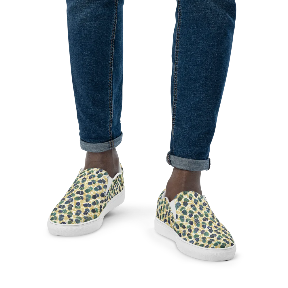 Golden Leaf Drift on Men's Slip-On Canvas Shoes — Front