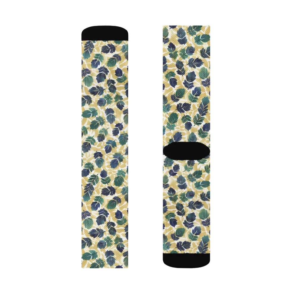 Golden Leaf Drift on Socks — Right Sock