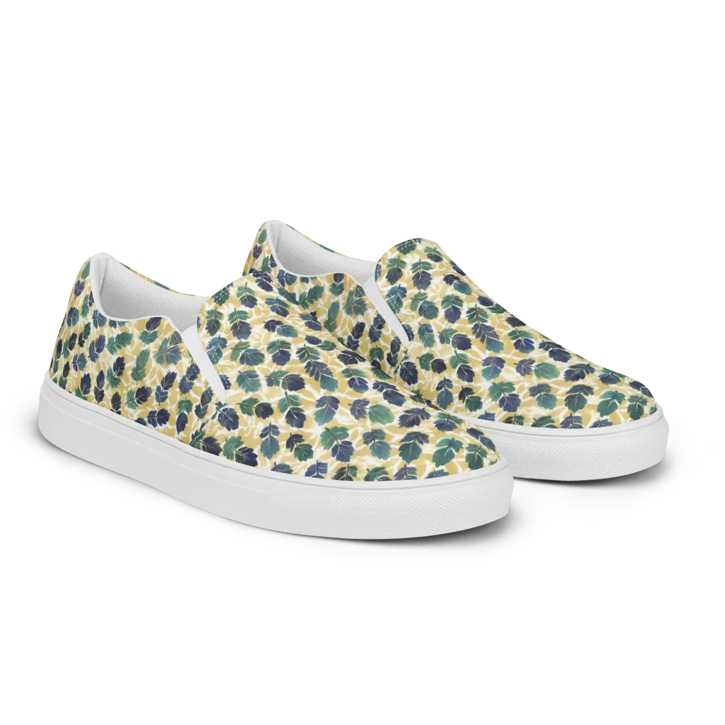 Golden Leaf Drift on Women's Slip-On Canvas Shoes — Right Front