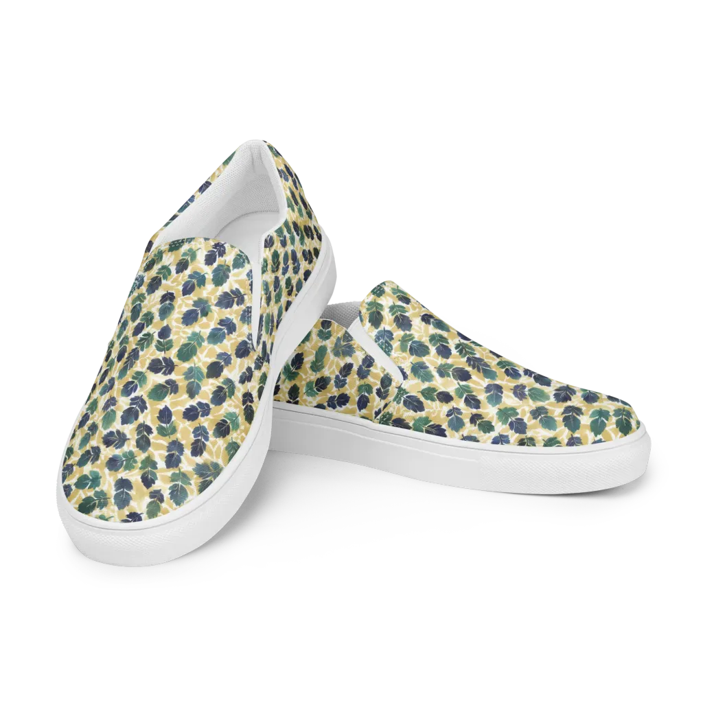 Golden Leaf Drift on Women's Slip-On Canvas Shoes — Left Front