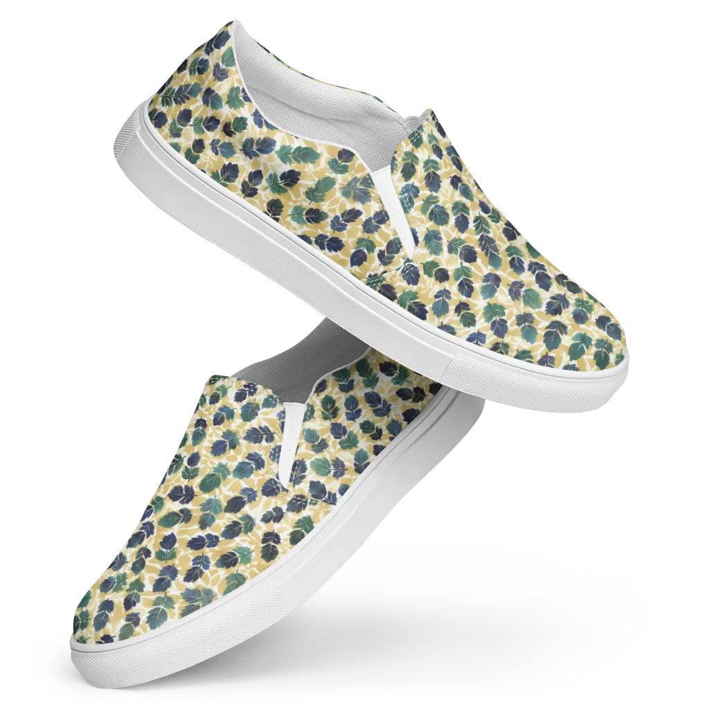 Golden Leaf Drift on Women's Slip-On Canvas Shoes — Front