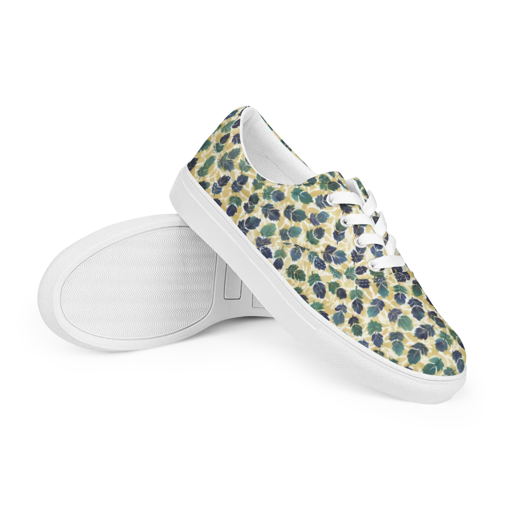 Golden Leaf Drift on Men's Lace-Up Canvas Shoes — Right Front