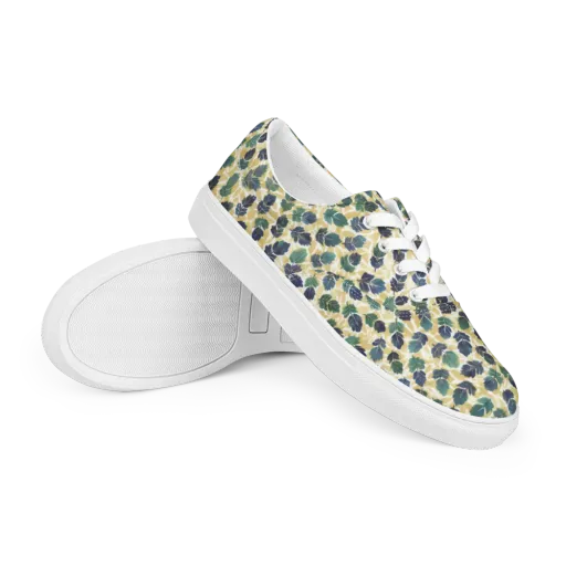 Golden Leaf Drift on a Men's Lace-Up Canvas Shoes