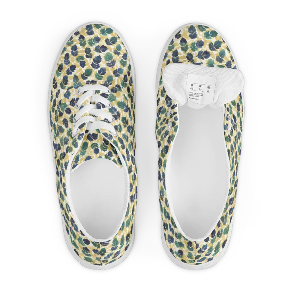 Golden Leaf Drift on Men's Lace-Up Canvas Shoes — Front