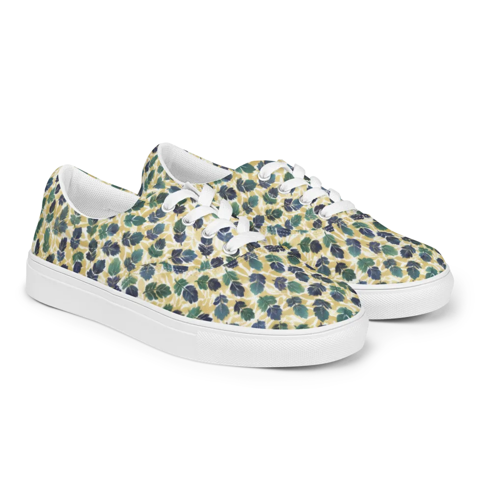 Golden Leaf Drift on Men's Lace-Up Canvas Shoes — Right Front