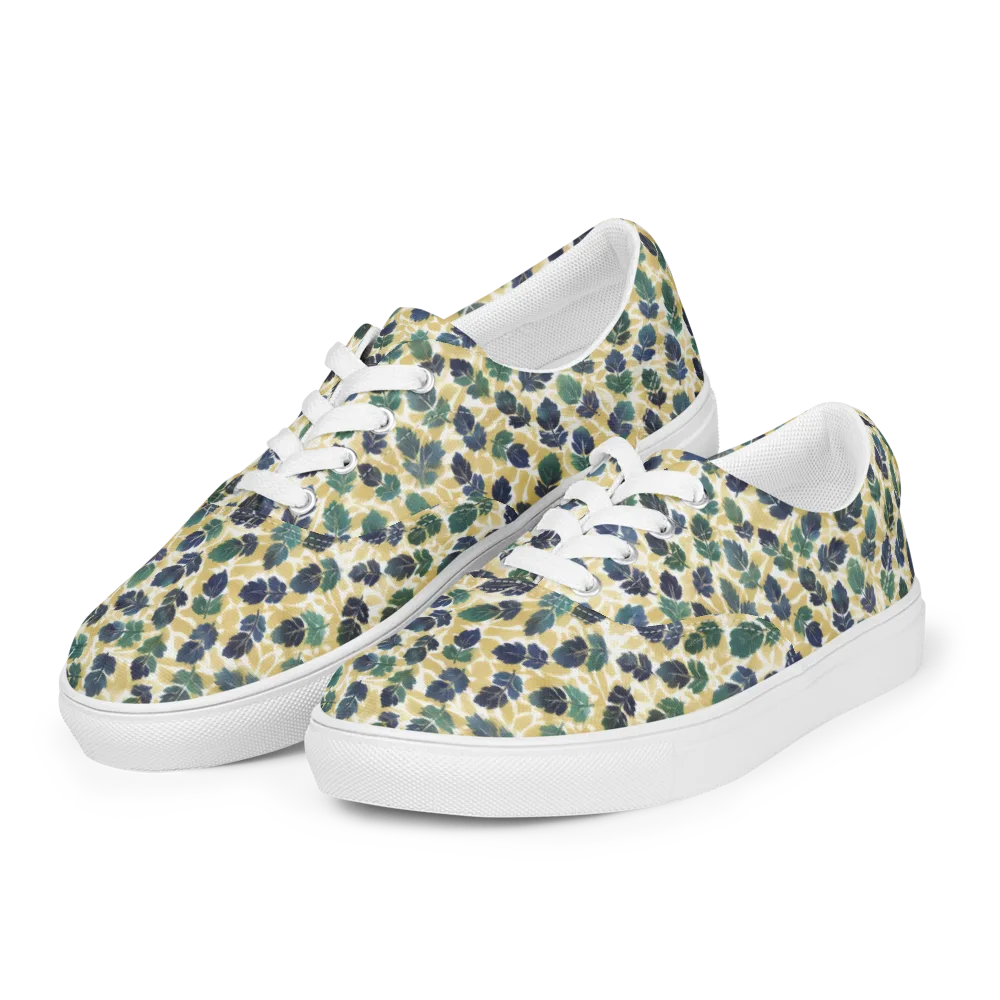 Golden Leaf Drift on Men's Lace-Up Canvas Shoes — Left Front