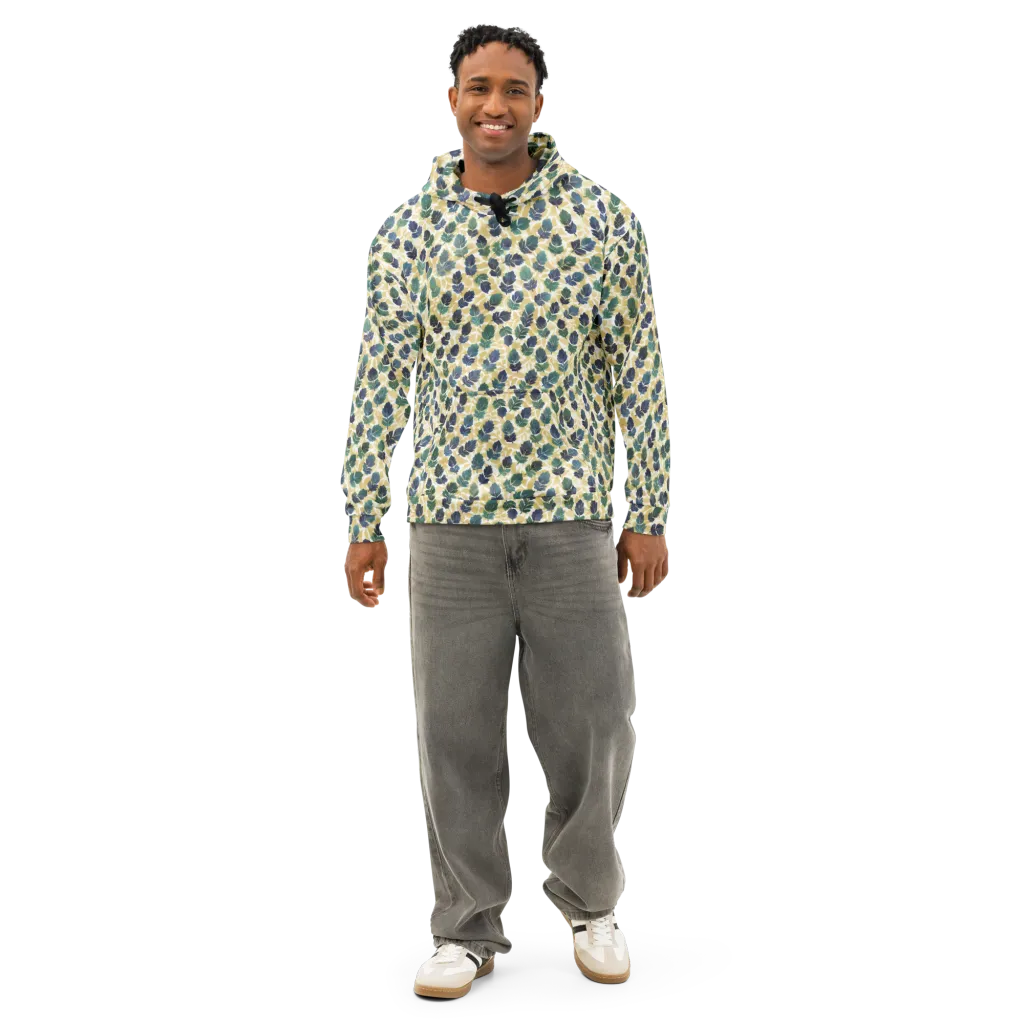 Golden Leaf Drift on Cotton Hoodie — Front
