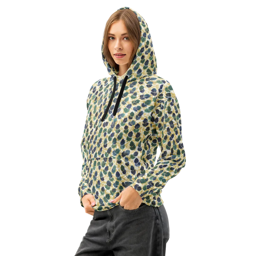 Golden Leaf Drift on Cotton Hoodie — Left Front