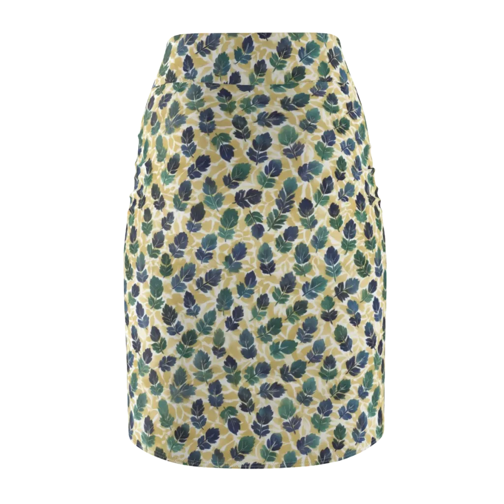Golden Leaf Drift on Pencil Skirt — Back