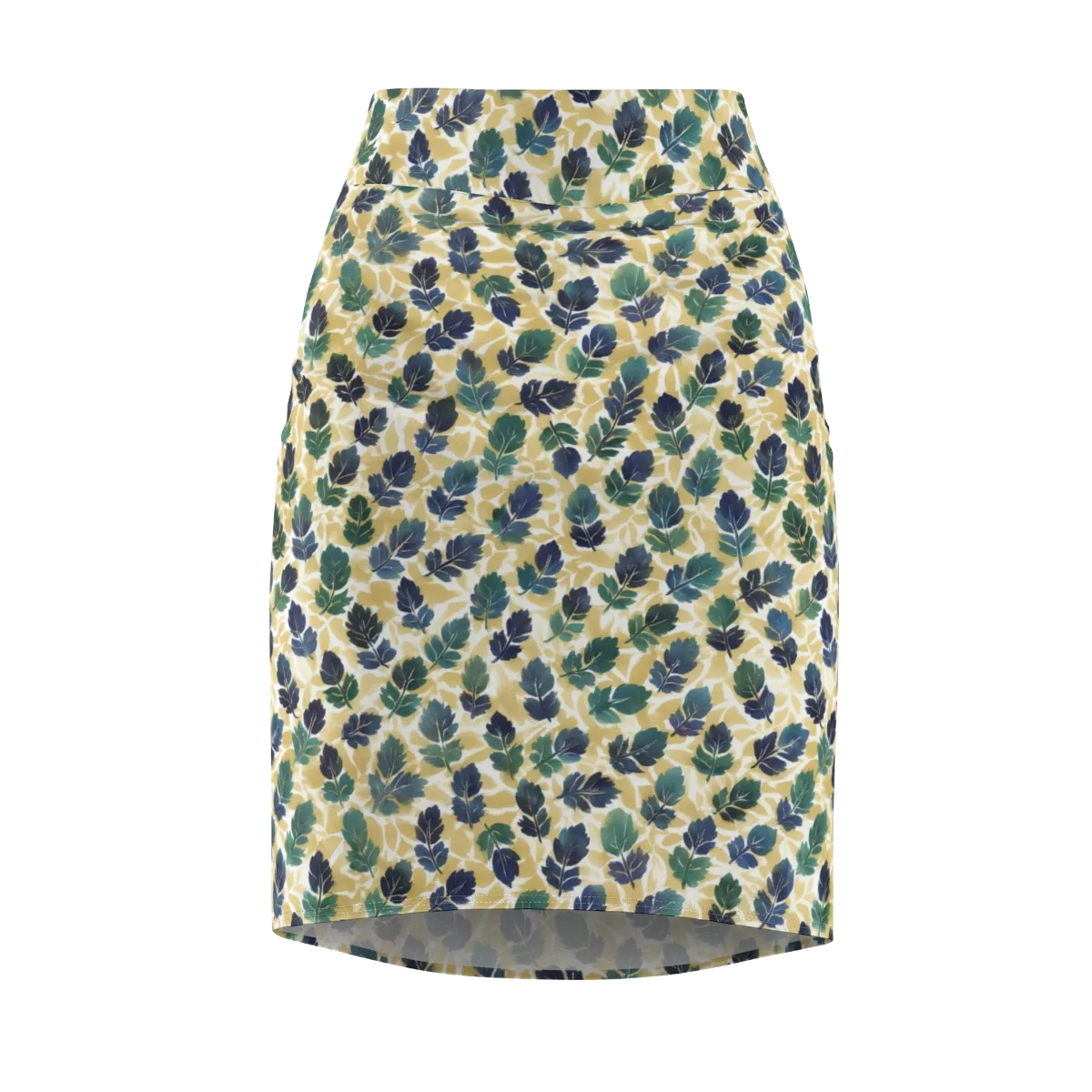 Golden Leaf Drift on Pencil Skirt — Front