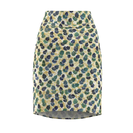 Golden Leaf Drift on a Pencil Skirt