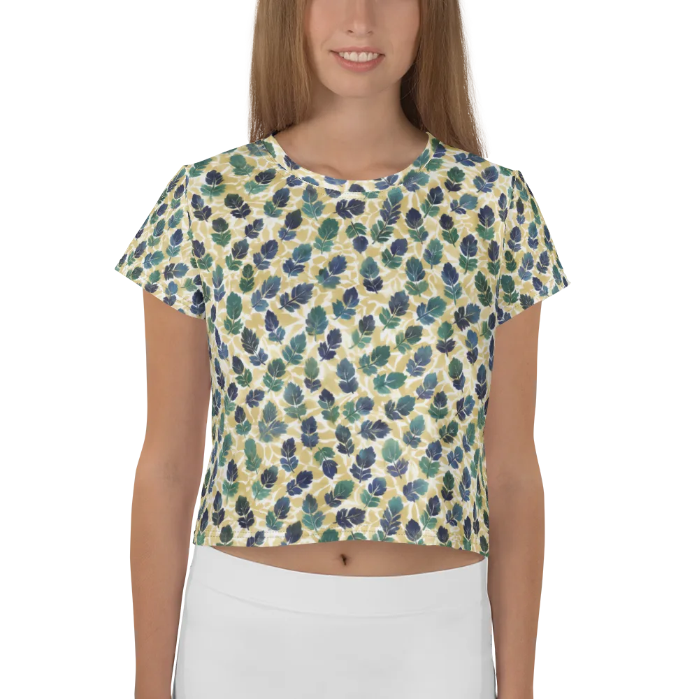 Golden Leaf Drift on Crop Tee — Front