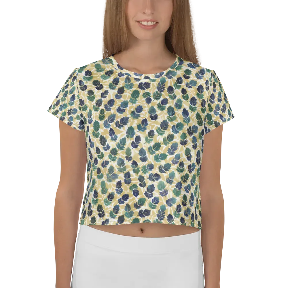 Golden Leaf Drift on Crop Tee — Front