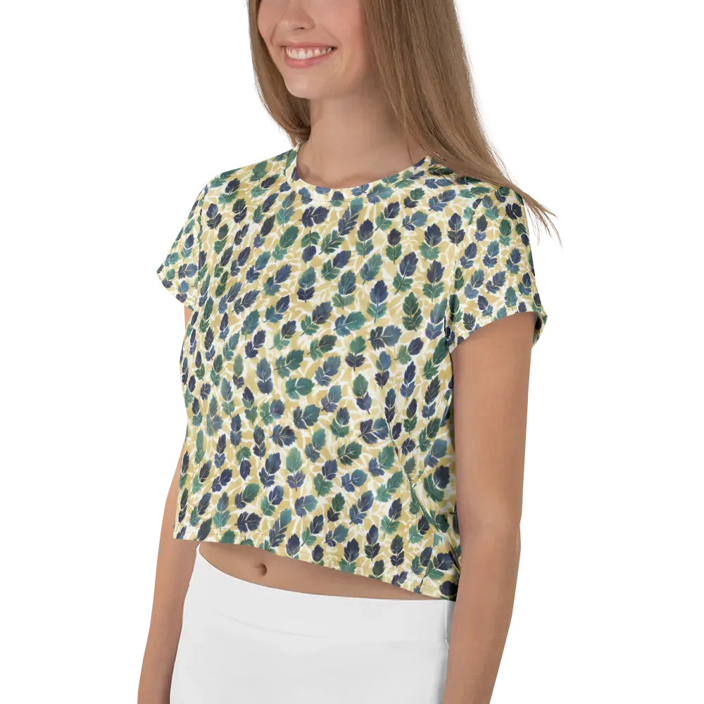 Golden Leaf Drift on Crop Tee — Left