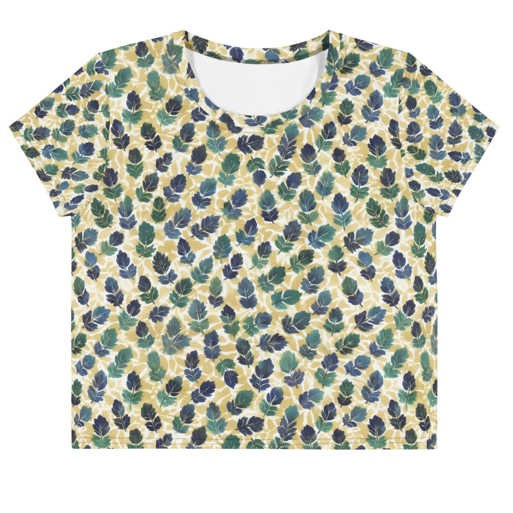 Golden Leaf Drift on Crop Tee — Front