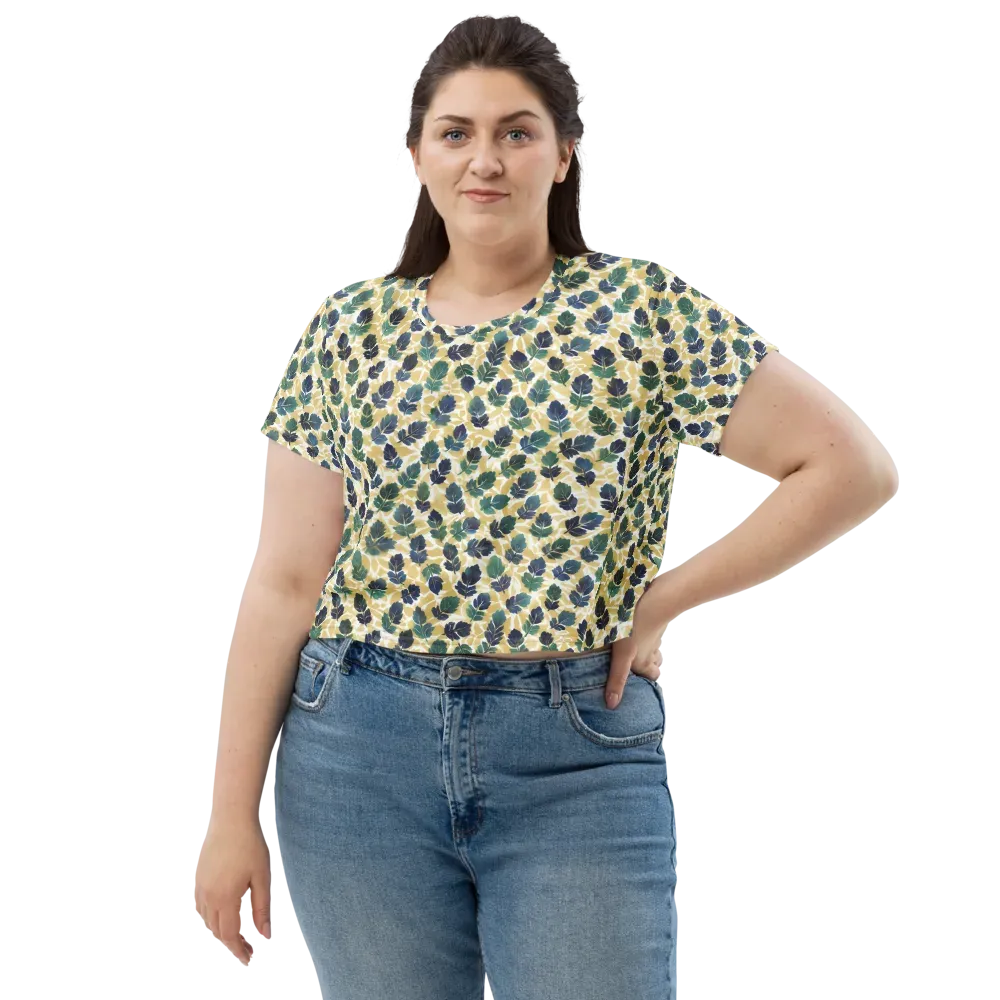 Golden Leaf Drift on Crop Tee — Front