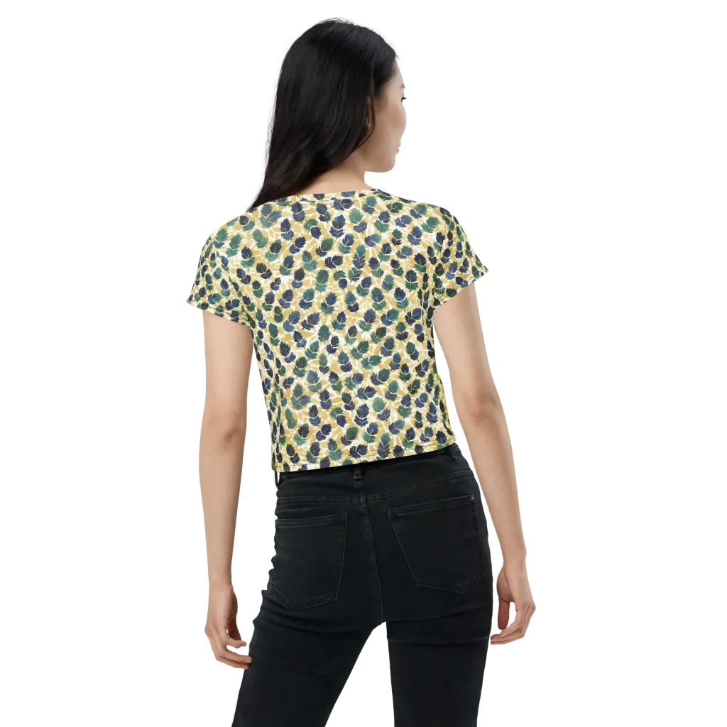 Golden Leaf Drift on Crop Tee — Back