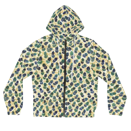 Golden Leaf Drift on a Women's Full-Zip Hoodie