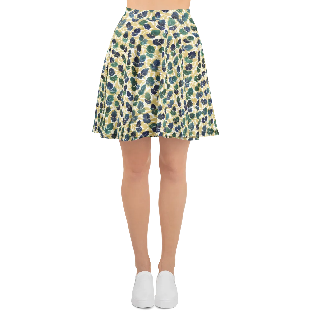 Golden Leaf Drift on Skater Skirt — Front