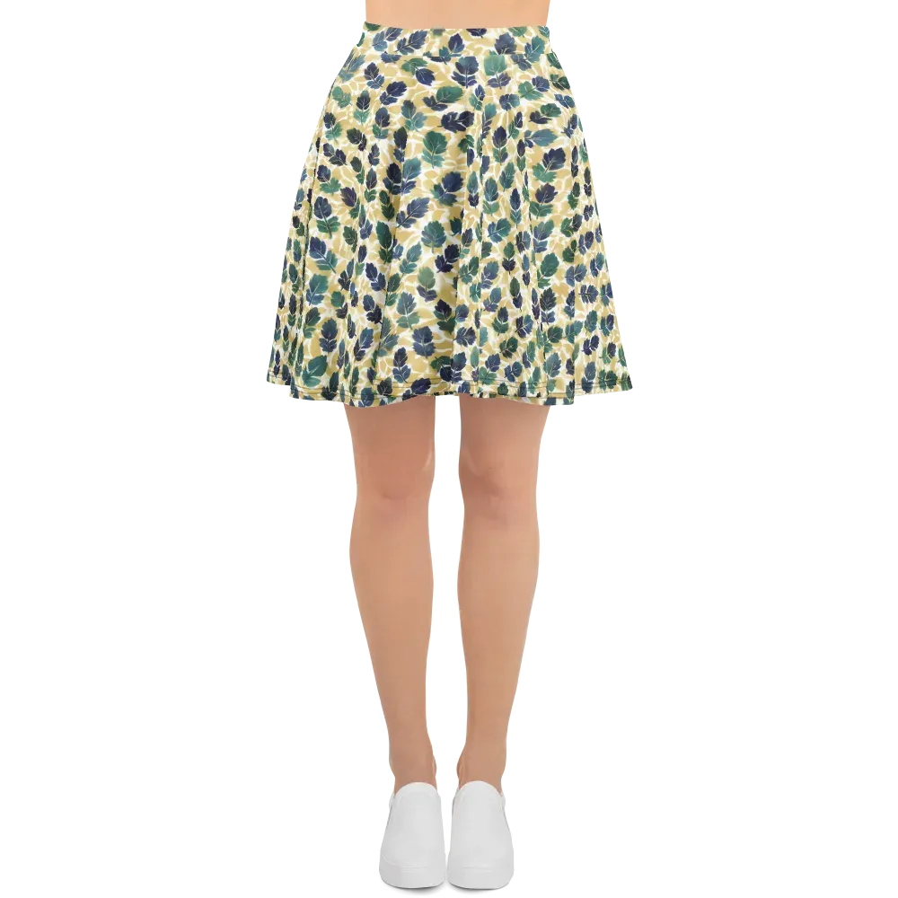 Golden Leaf Drift on Skater Skirt — Front