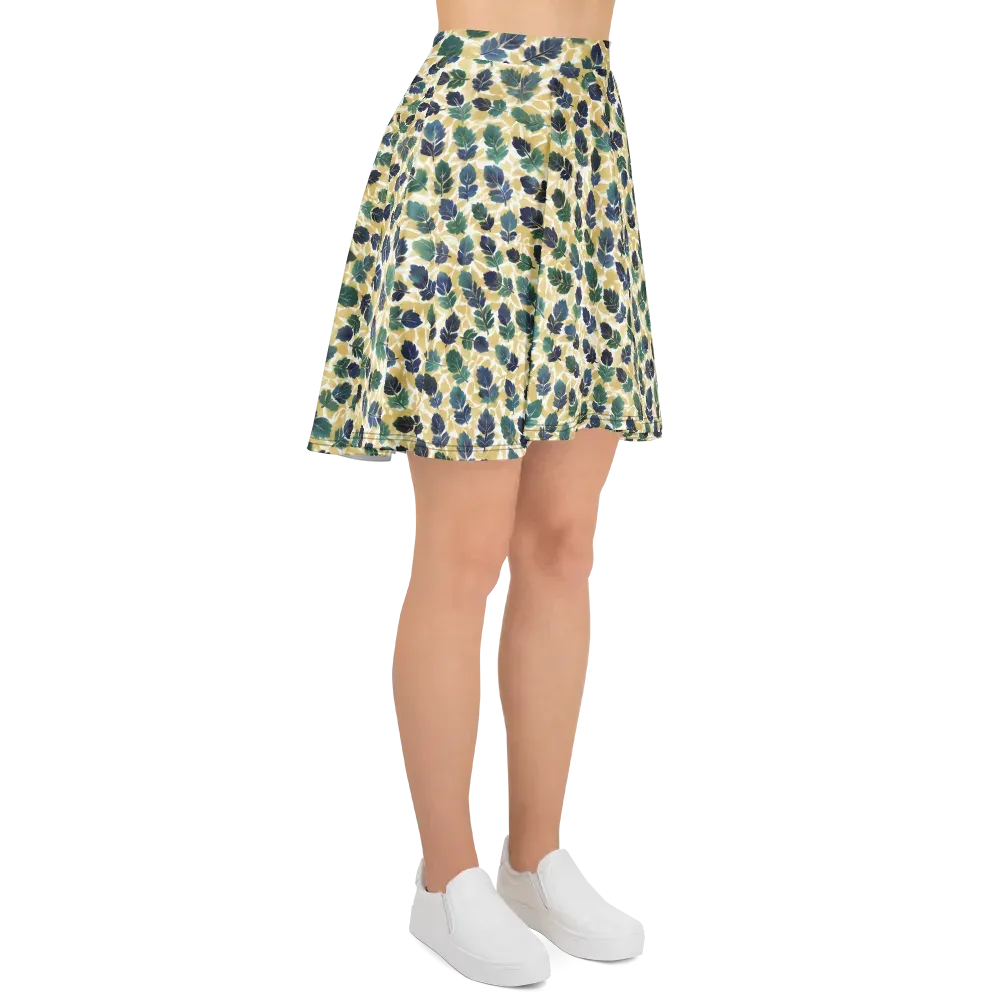 Golden Leaf Drift on Skater Skirt — Right